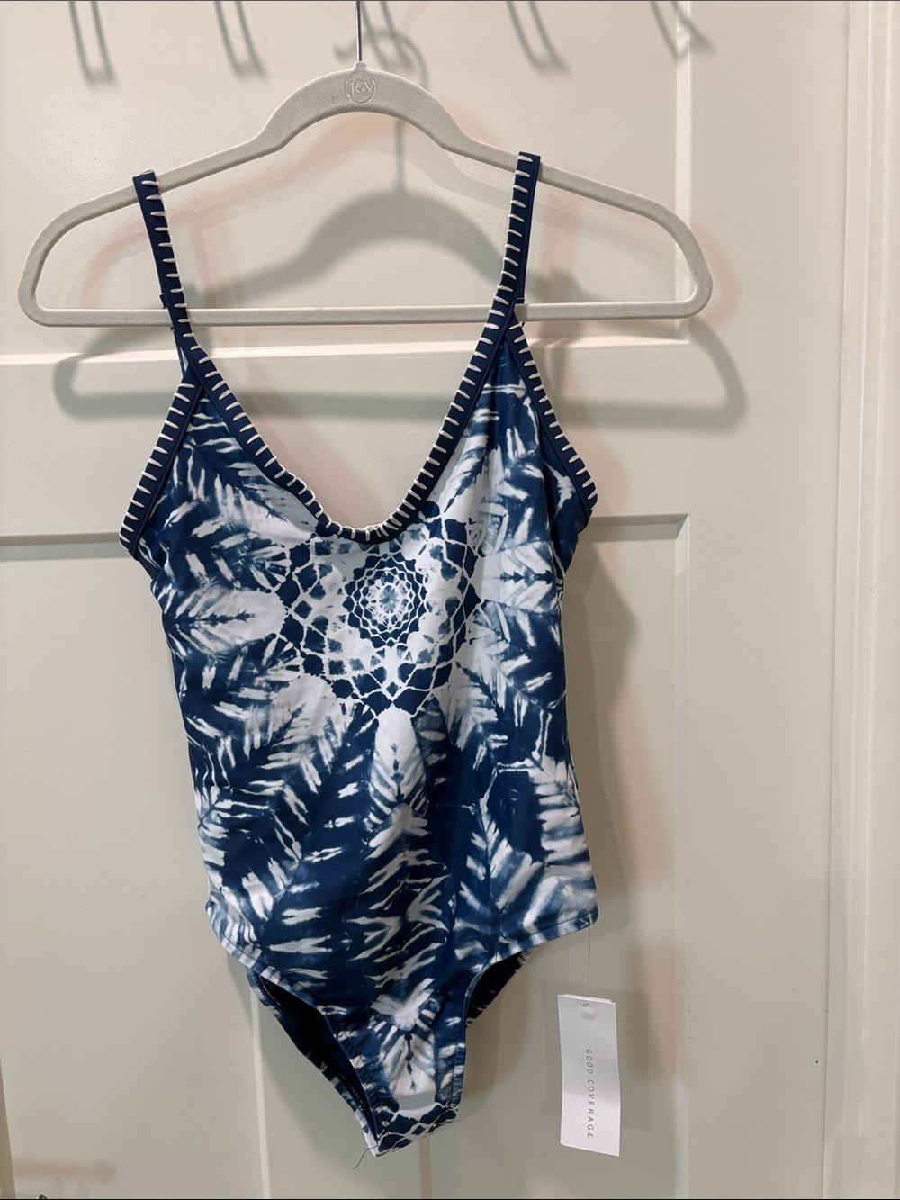 Rip Curl Navy and White Tie-Dye One-Piece Swimsuit
